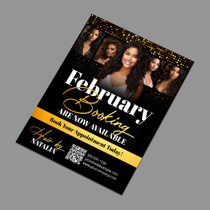 Flyer Reserva de Estilista de Cabelo Elegante Ouro Negro