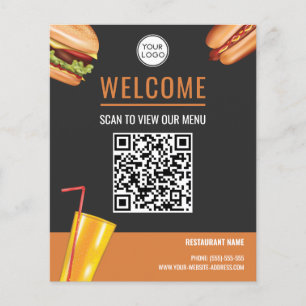 Flyer Restaurante Fast Food de Hambúrguer Scaneie Para V