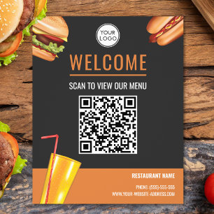 Flyer Restaurante Fast Food de Hambúrguer Scaneie Para V