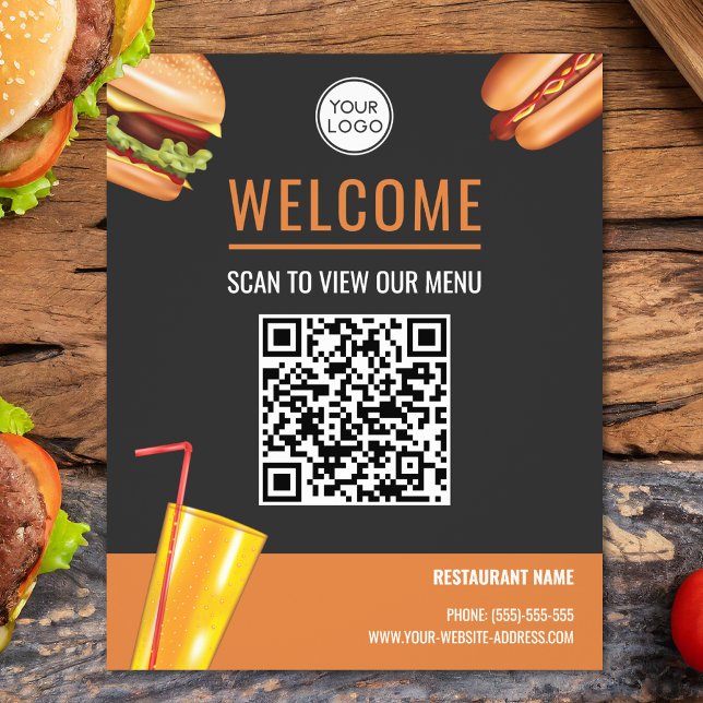 Flyer Restaurante Fast Food de Hambúrguer Scaneie Para V (Criador carregado)