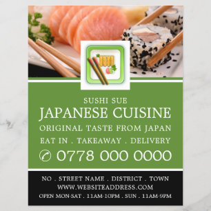 Flyer Restaurante Japonês, Publicidade Sushi