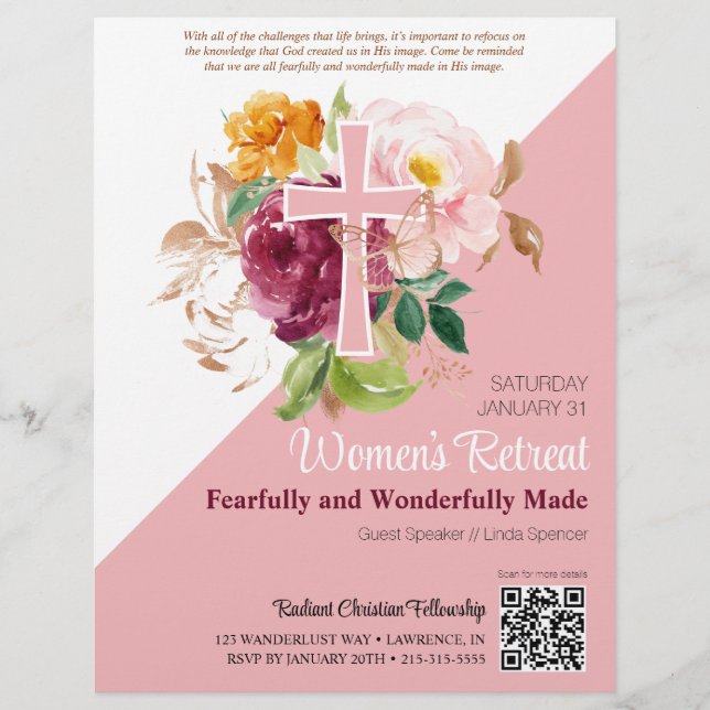 Flyer Retirada da Igreja Floral das Mulheres, Cor-de-Águ (Frente)