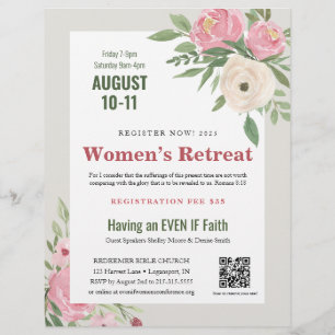 Flyer Retirada de Mulheres da Igreja Floral Verde Rosa