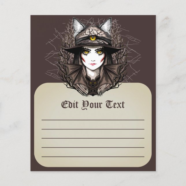 Flyer Retrato de bruxas e bonitinho de Halloween (Frente)