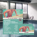 Flyer Retrato de Couro Masculino, Limpeza de Piscinas Na<br><div class="desc">Retrato de Couro Masculino,  Serviço de Limpeza de Piscinas de Nadação Folheto Publicitário da Loja de Cartão de visita.</div>