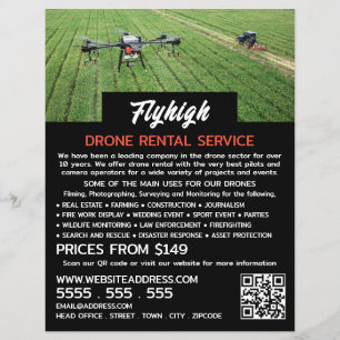 Flyer Retrato de Drone para Agricultura, Empresa de Alug