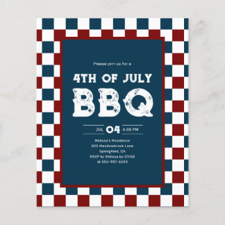 Flyer Retro 4th of July BBQ Party Checkered 