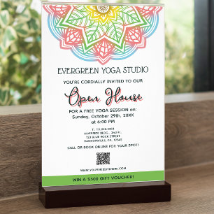 Flyer Retro Mandala Flower Yoga Studio Open House