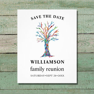 Flyer Reunião da família de árvore salvará a data
