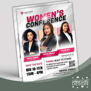 Flyer Reunião da Igreja da Mulher Rosa Moderna