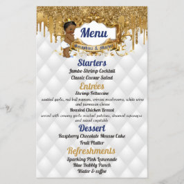 Flyer Rico Branco|Menu Dourado Glitter African Prince