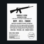 Flyer Rifle Silhouette, Gunsmith, Publicidade De Gunstor<br><div class="desc">Rifle Silhouette,  Gunsmith,  Roubadores De Publicidade Da Loja De Cartão de visita.</div>