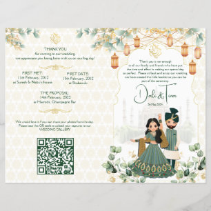 Flyer Ritos de casamento hindus programam ouro verde