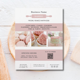 Flyer Rolo de Padaria Branco Rosa Marketing Empresarial