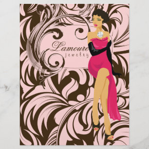 Flyer Rosa Brown da mulher da jóia do diamante do salã