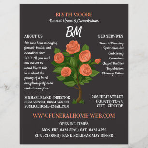 Flyer Rosa Bush, Funeral Home, Diretores