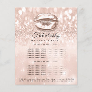 Flyer Rosa De Glam Dourado Do Artista Salon Glitter
