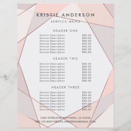 Flyer Rosa Dourado Tendência Rosa e Bege Preços e Serviç