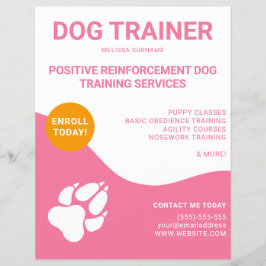 Flyer Rosa e Branco com Laranja e Pata de Cachorro - Tre