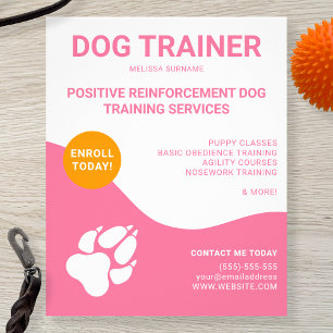 Flyer Rosa e Branco com Laranja e Pata de Cachorro - Tre