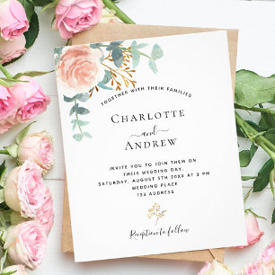 Flyer Rosa eucalyptus blush orçamento convite para casa