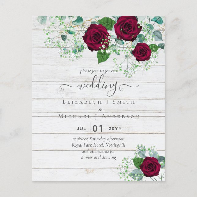Flyer ROSA Eucalyptus Weding BUDGET Burgundy (Frente)