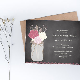 Flyer Rosa Floral Floral Mason Chá de panela