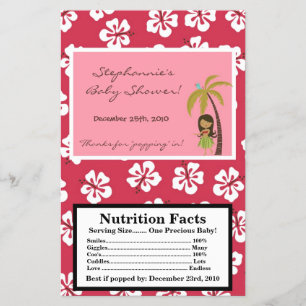 Flyer Rosa Luau havaiano Tropi do envoltório da pipoca