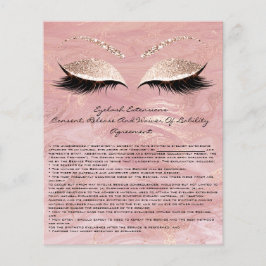 Flyer Rosa Marble de Dispensa de Extensão Eyelash