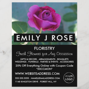 Flyer Rosa Roxo, Florist, Publicidade Florista