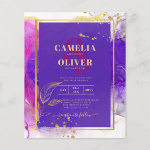 Flyer Rosa Roxo Intenso Dourado Casamento Tinta Alcoólic