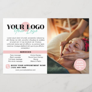 Flyer Rosa Suave Fotos do Seu Logo QR Spa Salão
