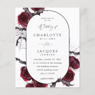 Flyer Rosa vermelha de Orçamento Casamento de Morcegos d