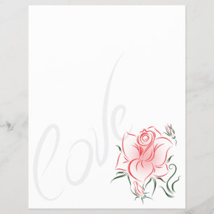 Flyer Rosa Vermelha Estilizada e Amor