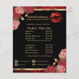 Flyer Rosa vermelha Lip Glitter - Produto Preto / Lista