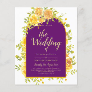 Flyer Rosas Amarelo Magenta Ameixa Roxo Dourado Casament