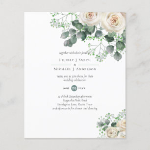 Flyer Rosas brancas Sage Eucalyptus Lemon Amarelo WEDDIN