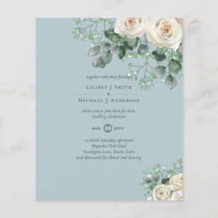 Flyer Rosas brancas Sage Eucalyptus Lemon Amarelo WEDDIN