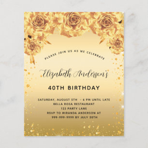 Flyer Rosas de ouro de festa de domingo convite para orç