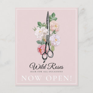 Flyer Rosas Florais Elegantes Rosa Hairstylist