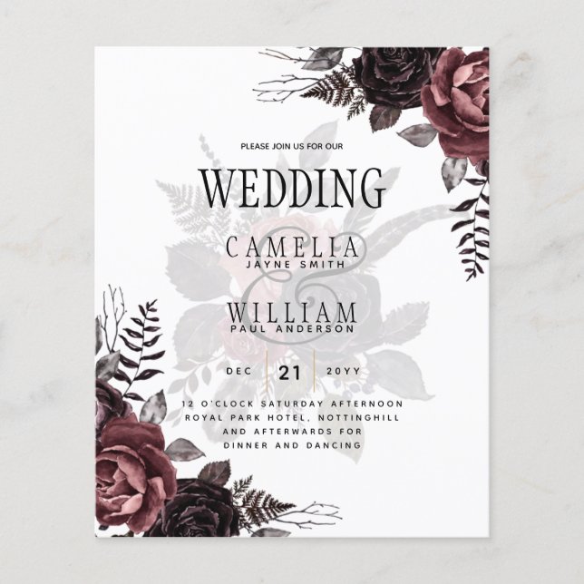 Flyer Rosas Negras Escuros de Borgonha Queda Inverno (Frente)