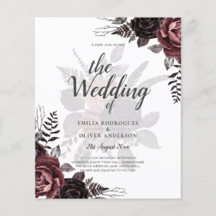 Flyer Rosas Pretas Burgundy Escuro Casamento Outono Inve