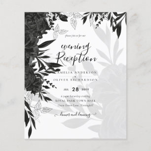 Flyer ROSAS Pretos  Elegante Convite de casamento Branco