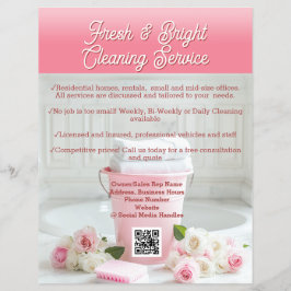 Flyer Roses Rosa QR Code Clearing Service Business