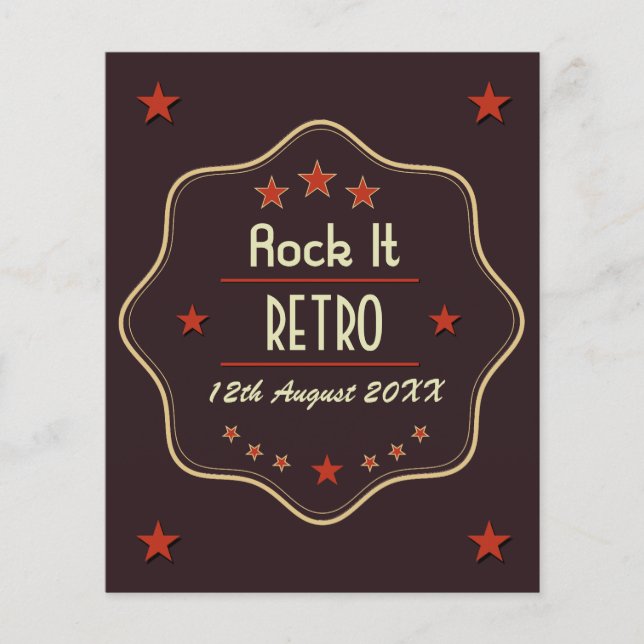 Flyer Rótulo Retro com Texto Personalizado Clássico (Frente)