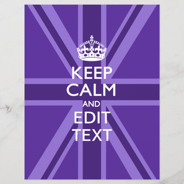 Flyer Roxo Chic Mantenha a Calma E Seu Texto Union Jack (Frente)