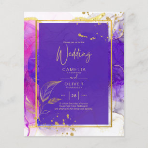 Flyer Roxo Intenso Rosa Dourado Casamento Tinta Alcoólic
