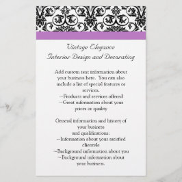 Flyer Roxo Lavanda Damasco Preto/Branco