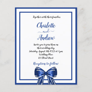Flyer Royal blue white elegant bow wedding budget