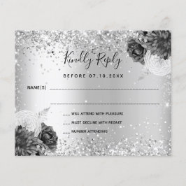 Flyer RSVP de casamento do orçamento brilhante para flor